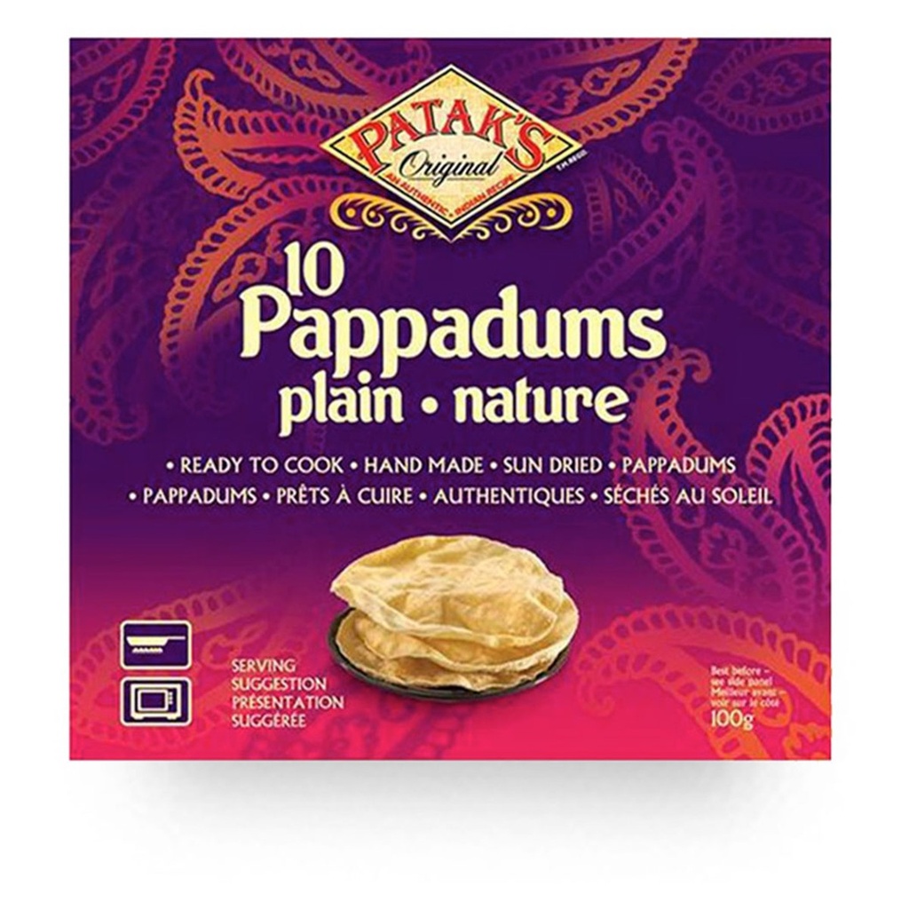 Pappadums Plain 15cm - Pataks - 12x100g